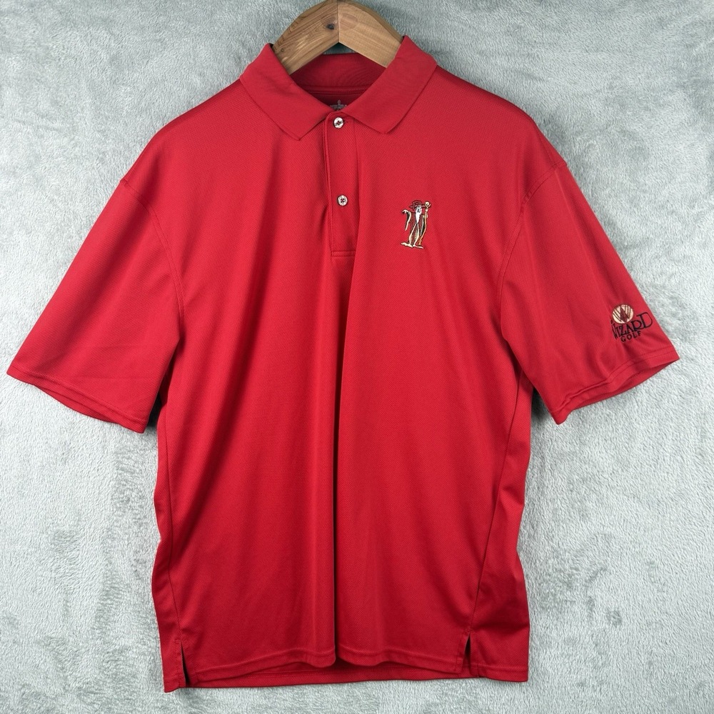 Outer Banks Wizard Golf Course Polo Shirt Mens‎ L Red Myrtle Beach Performance